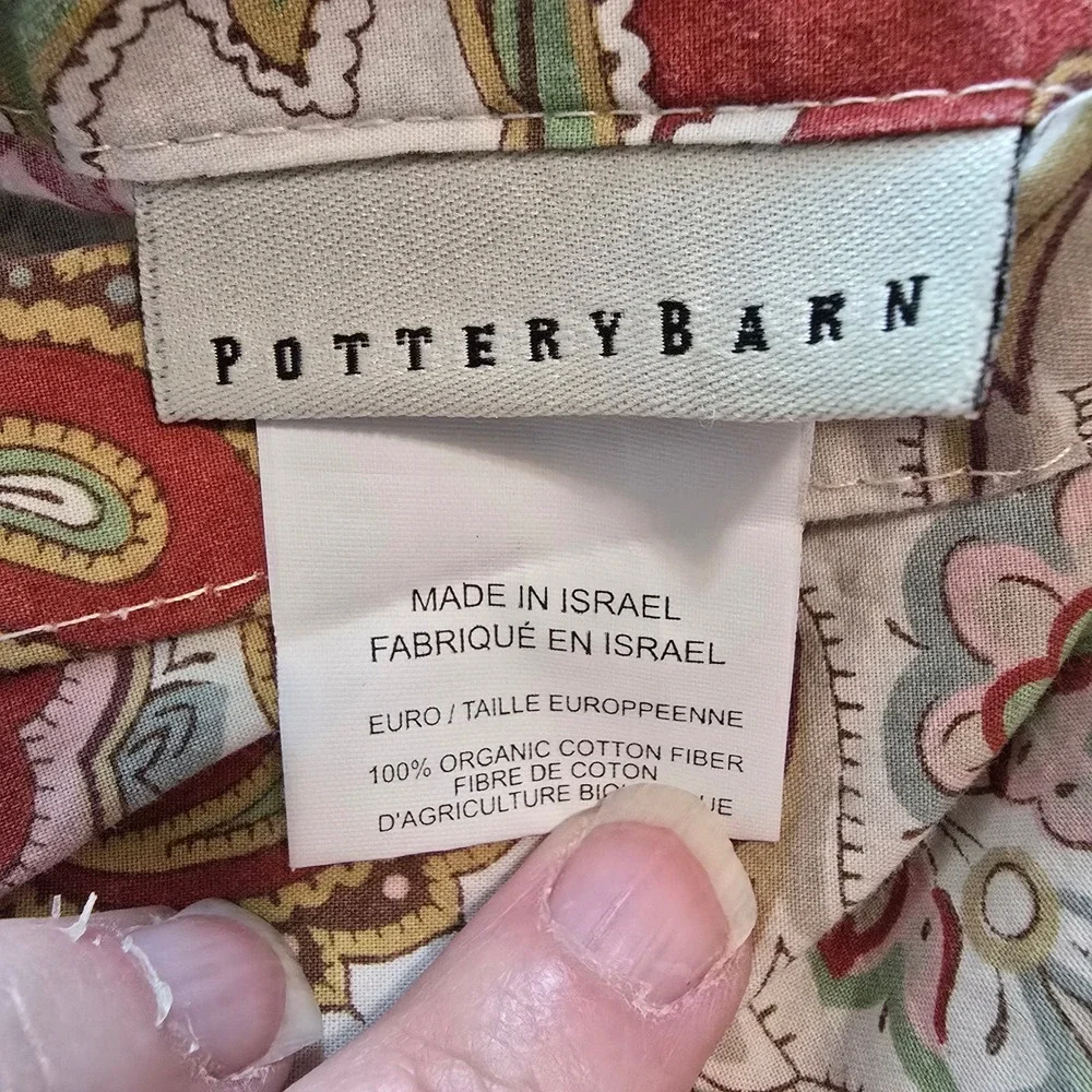 Pottery Barn Caesarea‎ King Duvet Cover Euro Sham Paisley Organic Cotton 2014